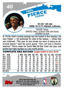 2005-06 Topps #40 Paul Pierce Back