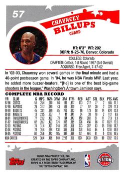 2005-06 Topps #57 Chauncey Billups Back