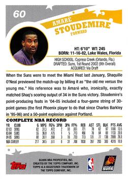 2005-06 Topps #60 Amare Stoudemire Back