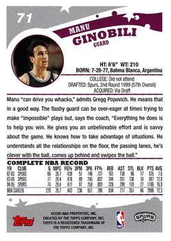 2005-06 Topps #71 Manu Ginobili Back