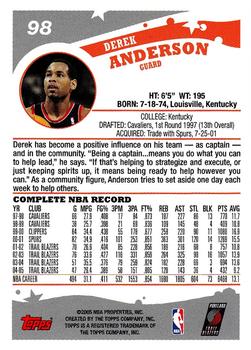 2005-06 Topps #98 Derek Anderson Back