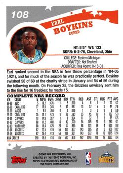 2005-06 Topps #108 Earl Boykins Back