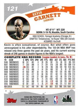2005-06 Topps #121 Kevin Garnett Back