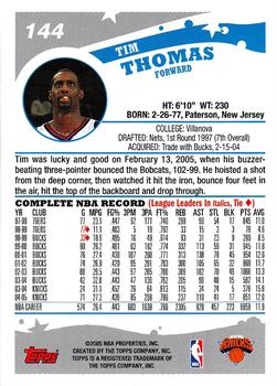 2005-06 Topps #144 Tim Thomas Back