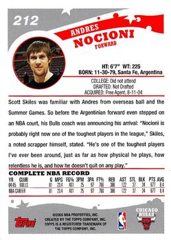2005-06 Topps #212 Andres Nocioni Back