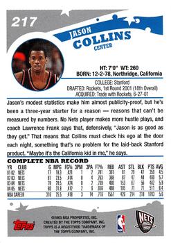 2005-06 Topps #217 Jason Collins Back