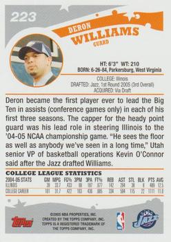2005-06 Topps #223 Deron Williams Back