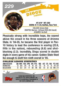 2005-06 Topps #229 Ike Diogu Back