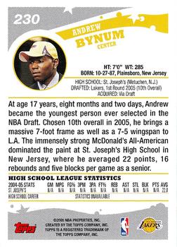 2005-06 Topps #230 Andrew Bynum Back
