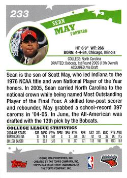 2005-06 Topps #233 Sean May Back