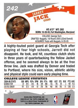 2005-06 Topps #242 Jarrett Jack Back