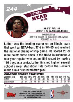 2005-06 Topps #244 Luther Head Back