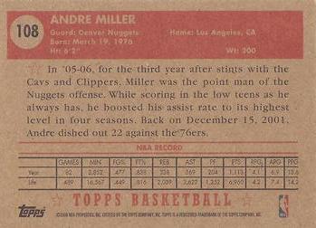 2005-06 Topps 1952 Style #108 Andre Miller Back