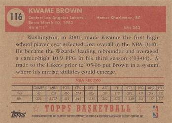 2005-06 Topps 1952 Style #116 Kwame Brown Back