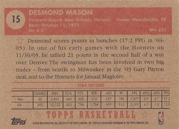 2005-06 Topps 1952 Style #15 Desmond Mason Back