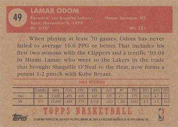 2005-06 Topps 1952 Style #49 Lamar Odom Back