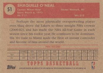2005-06 Topps 1952 Style #51 Shaquille O'Neal Back