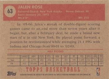 2005-06 Topps 1952 Style #63 Jalen Rose Back