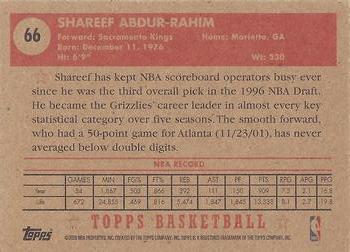 2005-06 Topps 1952 Style #66 Shareef Abdur-Rahim Back