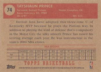 2005-06 Topps 1952 Style #74 Tayshaun Prince Back