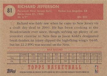 2005-06 Topps 1952 Style #81 Richard Jefferson Back