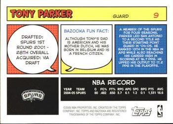 2005-06 Bazooka #9 Tony Parker Back
