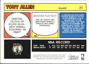 2005-06 Bazooka #31 Tony Allen Back