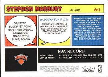 2005-06 Bazooka #64 Stephon Marbury Back