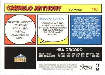 2005-06 Bazooka #110 Carmelo Anthony Back