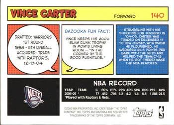 2005-06 Bazooka #140 Vince Carter Back