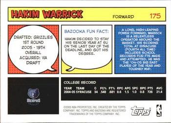 2005-06 Bazooka #175 Hakim Warrick Back