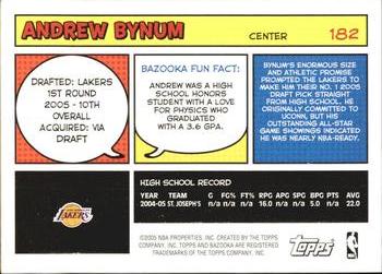 2005-06 Bazooka #182 Andrew Bynum Back