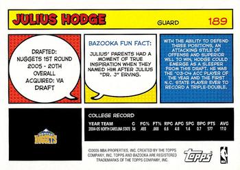 2005-06 Bazooka #189 Julius Hodge Back