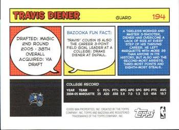 2005-06 Bazooka #194 Travis Diener Back