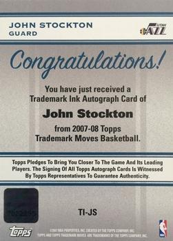 2007-08 Topps Trademark Moves - Ink Blue #TI-JS John Stockton Back