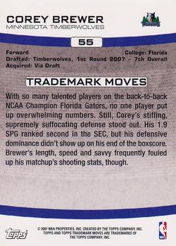 2007-08 Topps Trademark Moves - Orange #55 Corey Brewer Back