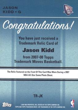 2007-08 Topps Trademark Moves - Relics Orange #TR-JK Jason Kidd Back