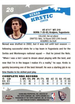 2005-06 Topps Chrome #28 Nenad Krstic Back