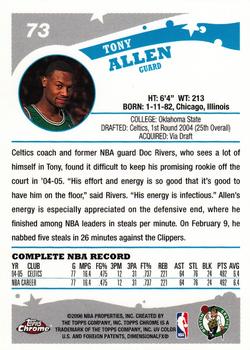 2005-06 Topps Chrome #73 Tony Allen Back