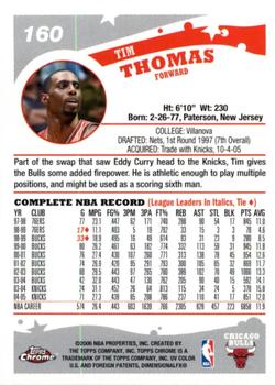 2005-06 Topps Chrome #160 Tim Thomas Back