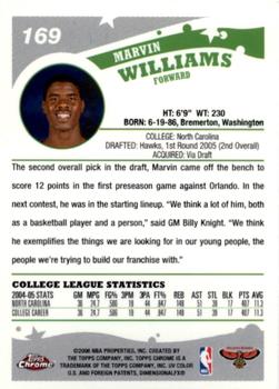 2005-06 Topps Chrome #169 Marvin Williams Back