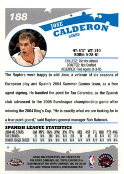 2005-06 Topps Chrome #188 Jose Calderon Back