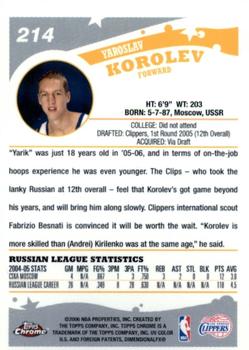 2005-06 Topps Chrome #214 Yaroslav Korolev Back