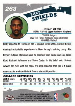 2005-06 Topps Chrome #263 Ricky Shields Back