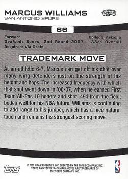 2007-08 Topps Trademark Moves - Rookies Wood #66 Marcus Williams Back