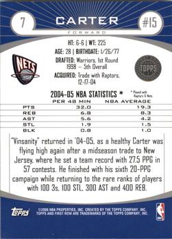 2005-06 Topps First Row #7 Vince Carter Back
