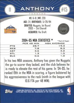 2005-06 Topps First Row #11 Carmelo Anthony Back