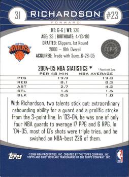 2005-06 Topps First Row #31 Quentin Richardson Back