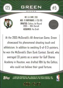 2005-06 Topps First Row #125 Gerald Green Back