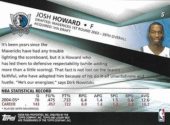 2005-06 Topps Luxury Box #5 Josh Howard Back